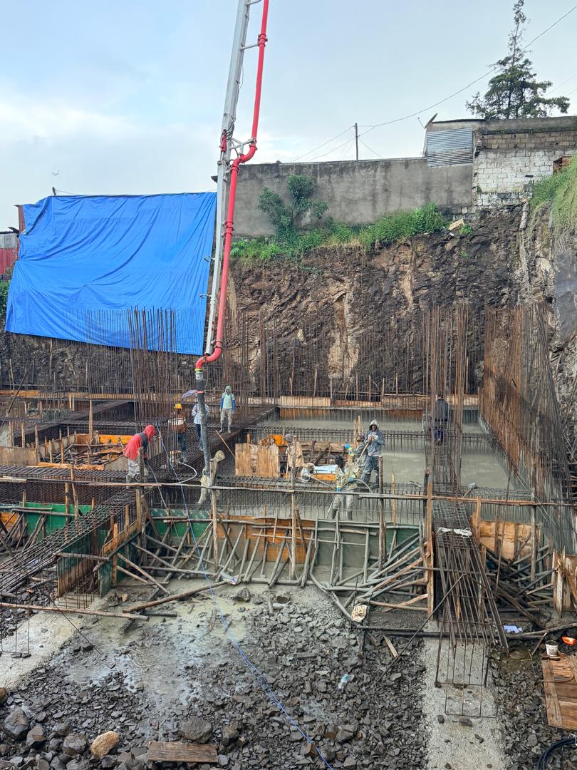 Basement construction team at work